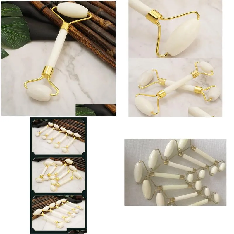 White jade massager, face stone, double-headed massage roller, face relaxation tool