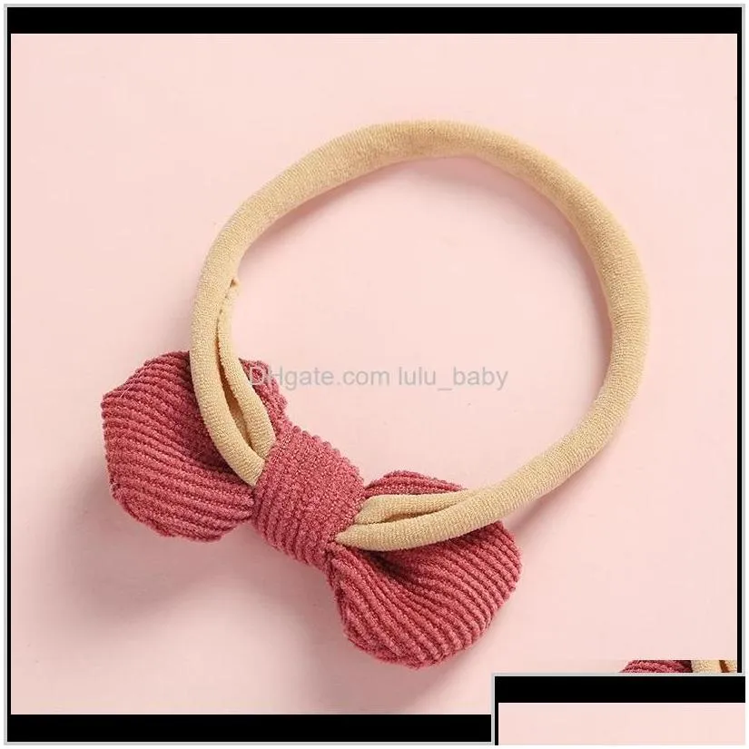 Hair Accessories Sier Ribbon Accessories 20 Pcslot Soft Corduroy Knot Bow Nylon Headbands Or Hair Clips Baby Shower Gift Y200710 Drop Dht9F