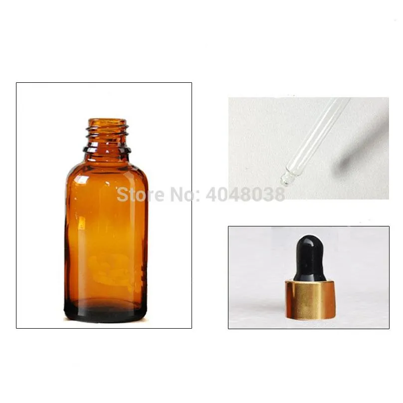 Packing Bottles Wholesale Dropper Bottle Empty Glass Refillable Cosmetic Container 2 Colors Black Nipple Gold Er Per Vials Essential O Oti0A