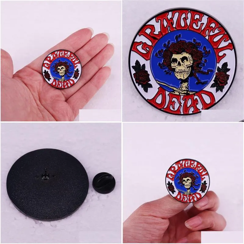 Grateful Dead Rock band badge metal brooch clothing backpack with rock music Cute Anime Movies Games Hard Enamel Pins Collect Metal Cartoon