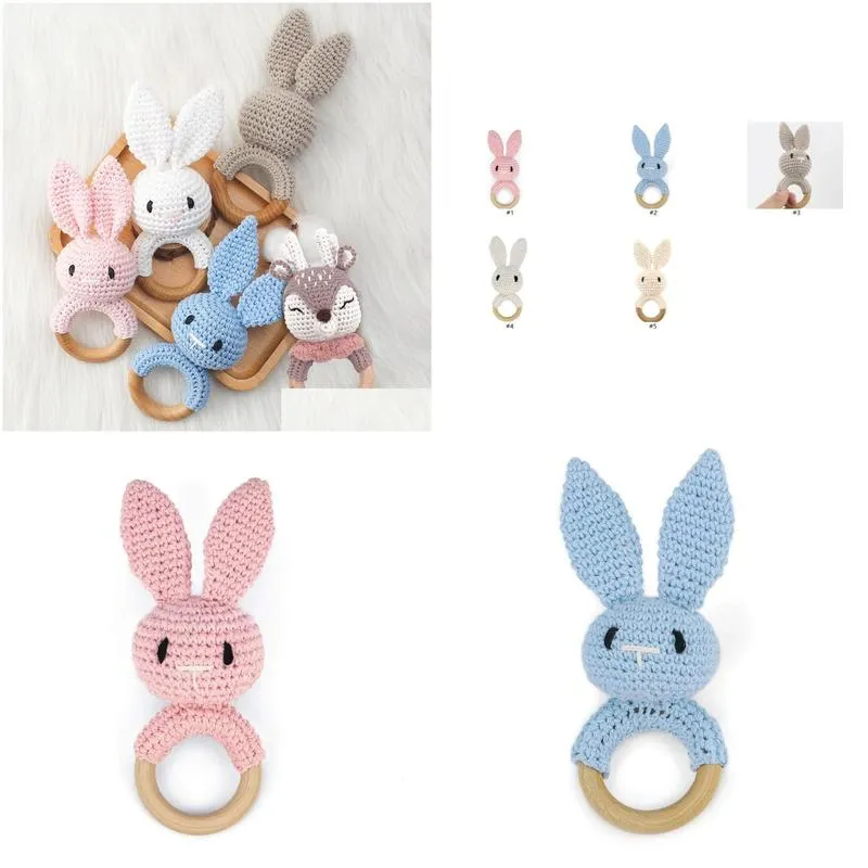 Bibs and Burp Cloths Baby Pacifiers Crochet Animal Natural Wooden Teething Food Grade Soother Newborn Teeth Practice Toys Kids Chew Toy Infant
