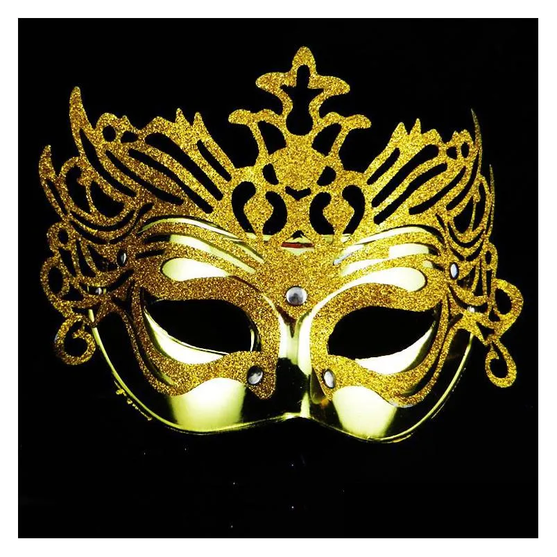 party masks 8 colors fashion women hallowmas electroplating gold crown venetian eye mask with gold powder masquerade masks easter mask dance party