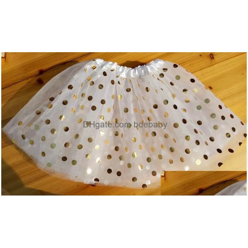  sale gold polka dot kid girls tutus skirt dance dresses soft ballet skirt children pettiskirt clothes