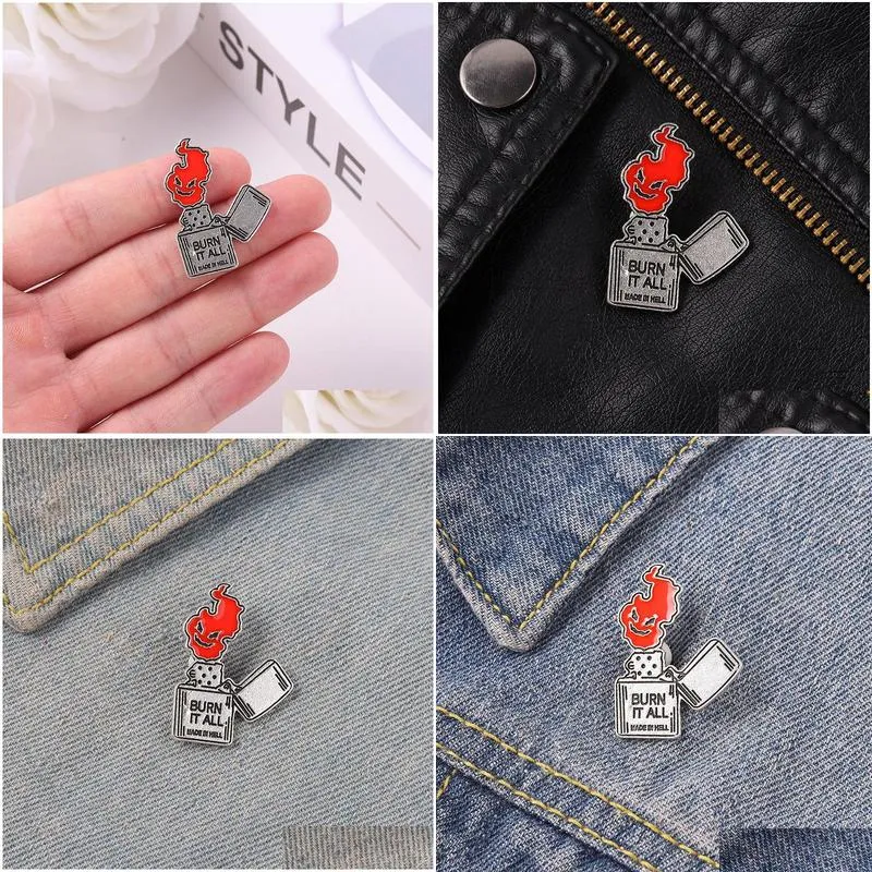 Cartoon Accessories Lighter Design Enamel Pin Creative Brooches For Boys Cool Bag Accessories Badges Drop Delivery Baby, Kids Maternit Dhbem