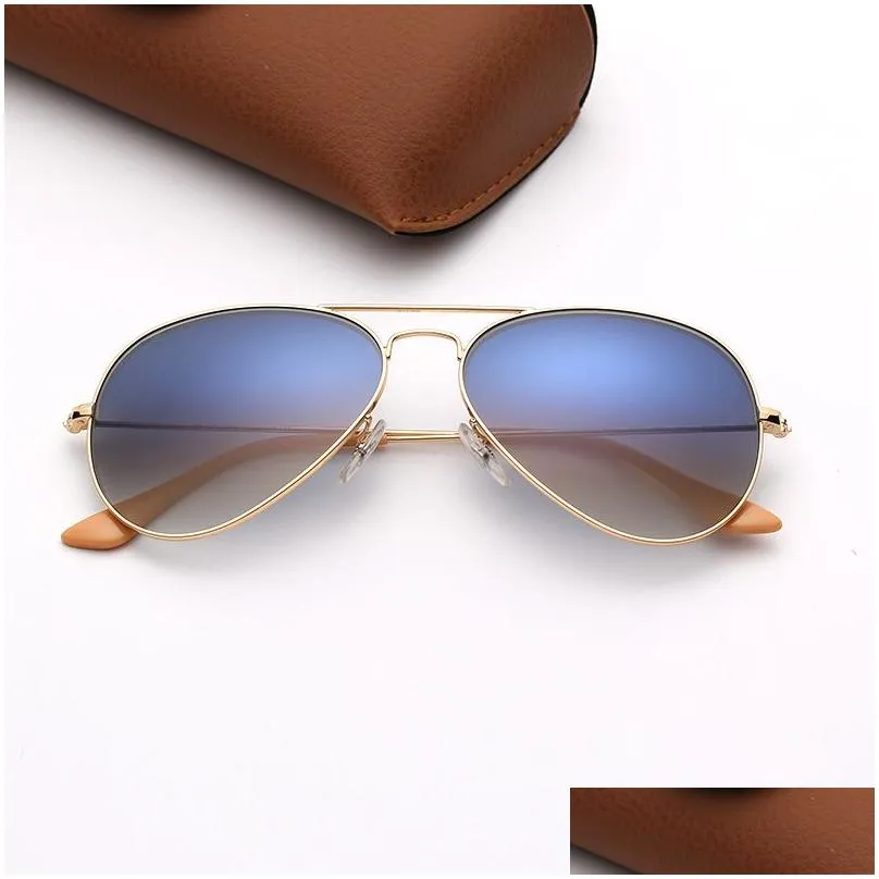 pilot fashion sunglasses womens mens sunglasses classic man woman sun glasses uv protection glass lenses with leather case