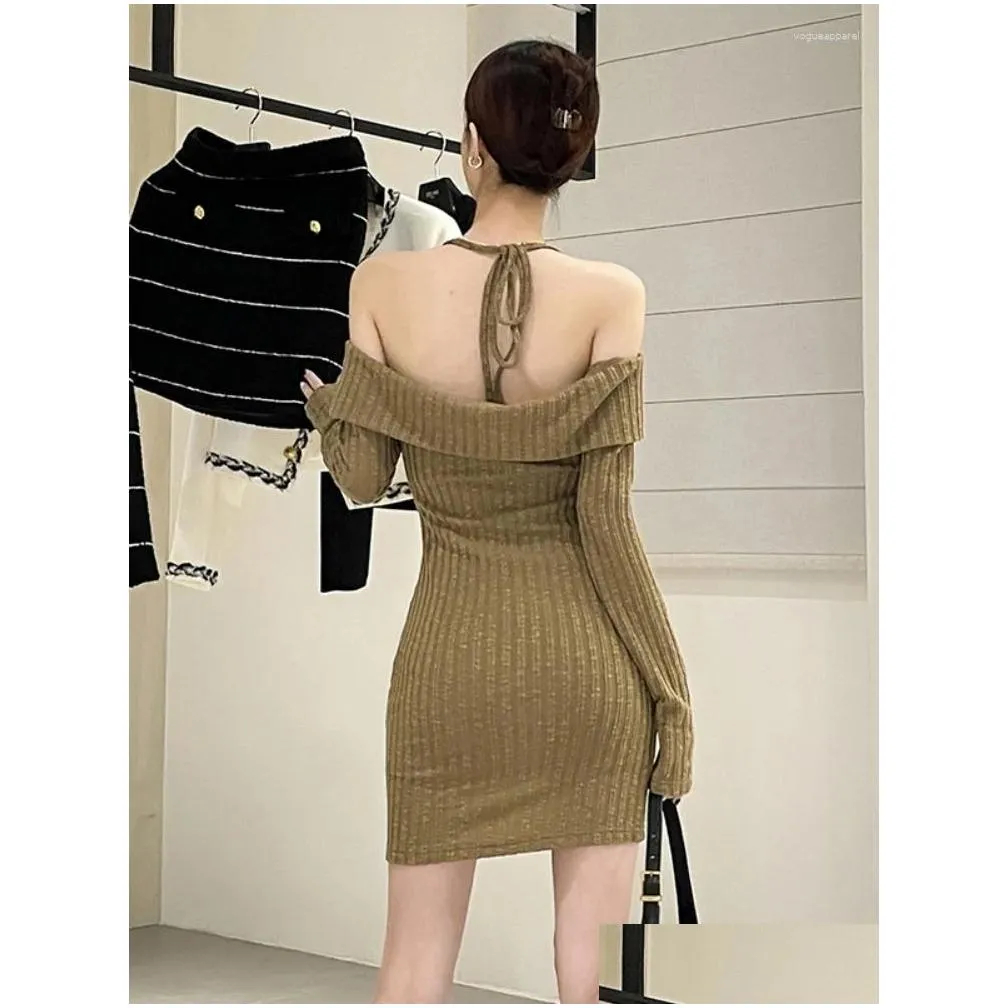 Women`s Tanks Neck Lacing Women Clothing Camis Slight Strech Streetwear Patchwork Sexy Dress Wrap-Around Slim Long Sleeves Outfits