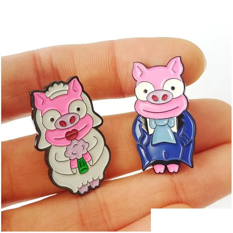 Cute Pig Hard Enamel Pins Collect Funny Animal Metal Cartoon Brooch Backpack Collar Lapel Badges Men Women Fashion Jewelry Gifts