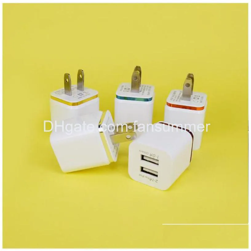 wholesale cell phone 2usb travelling wall chargers eu us metal dual port ac wall  usb power adapter dhs 