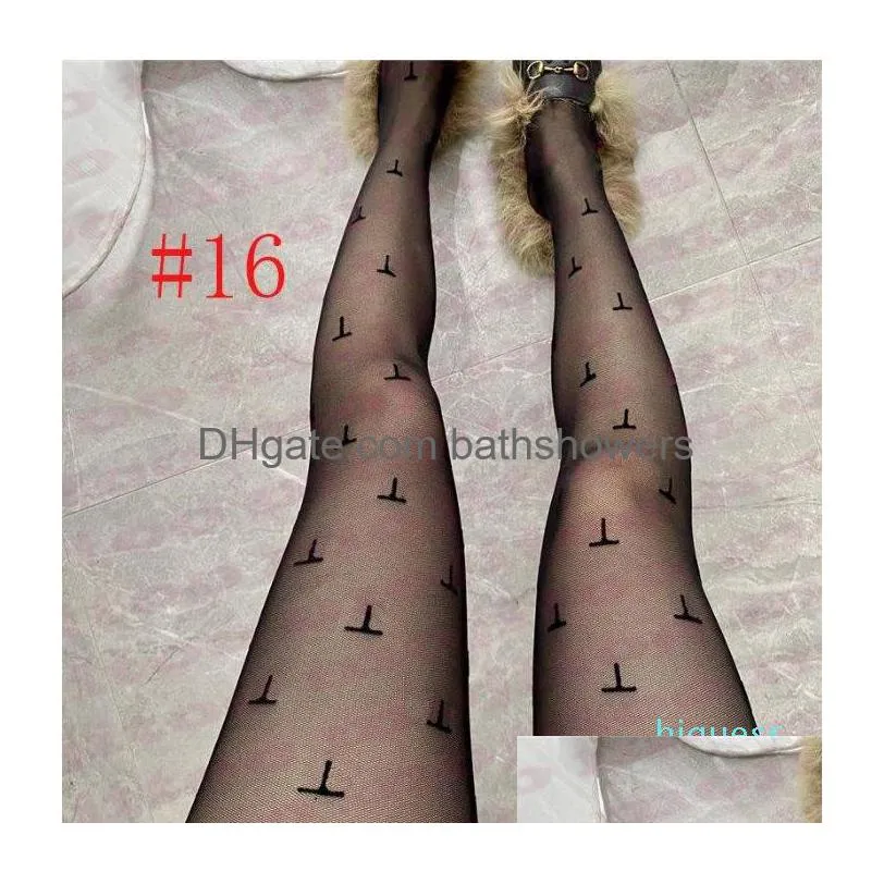 Designer Tights Stockings Womens Leggings Textile Luxury Socks Fl Letters Stretch Net Stocking Ladies Y Black Pantyhose For Wedding Dr Dhpcb