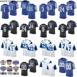 NCAA Kentucky Wildcats College Football 6 Josh Ali Jersey 5 DeAndre Square 23 Tyrell Ajian 24 Chris Rodriguez Jr 1 WanDale Robinson Blue Black White Team