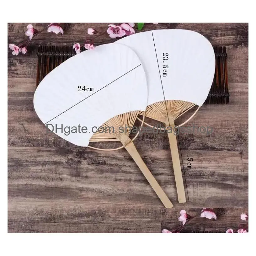 Party Favor Paddle Hand Fans With Bamboo Frame And Handle Wedding Party Favors Gifts Paper Fan Spanish Drop Delivery Home Garden Festi Dhfqv