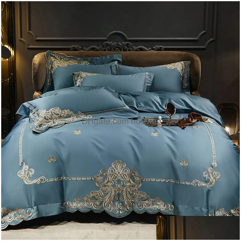 bedding sets luxury 1400tc natural egyptian cotton gold embroidery bedding set queen king quiltduvet cover bed linen fitted sheet pillowcase