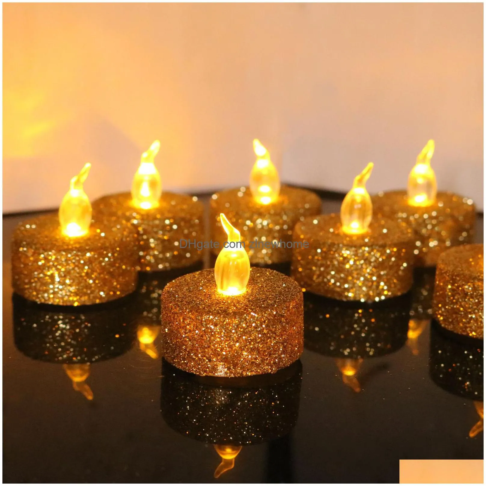 Party Decoration Led Flameless Candle Light Powder Appearance Soft Home Wedding Birthday Battery 5Color Drop Delivery Dhxep