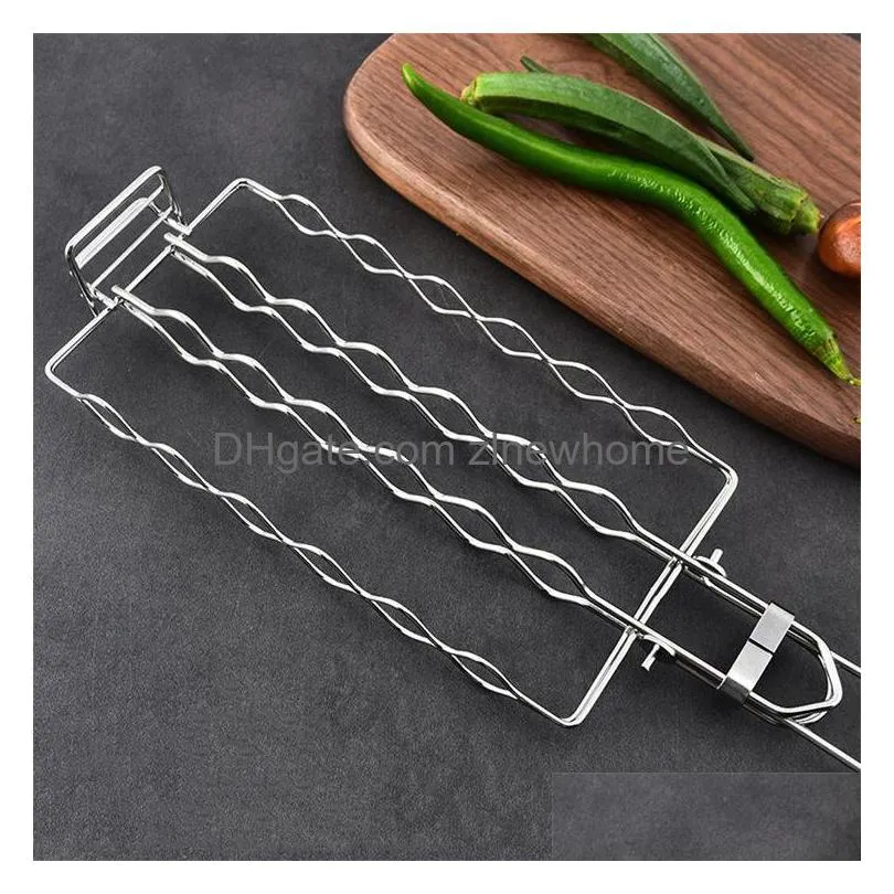 Bbq Tools & Accessories Bbq Tools Accessories Corn Barbecue Rack Sau Net Clip 304 Stainless Steel Basket Detachable Folding Portable G Dhfxq