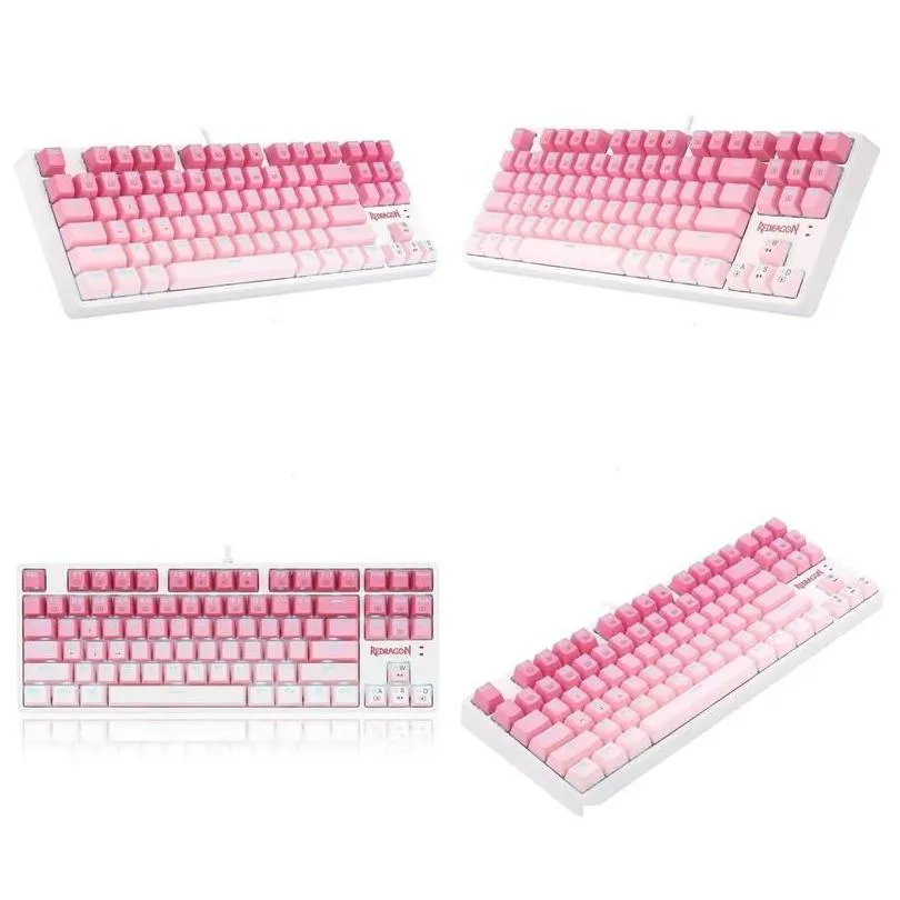 Keyboards Redragon K576W Gp Daksa Tkl Wired Mechanical Keyboard 87 Keys Gradient Pbt Keycap Red Switch Pink 231117 Drop Delivery Compu