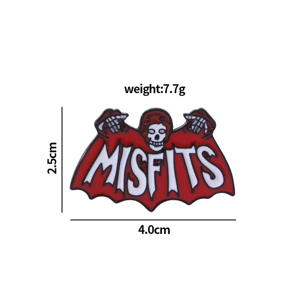 Cartoon Accessories Punk Misfits Bat Fiend Rock Band Brooch Pins Enamel Metal Badges Lapel Pin Brooches Jackets Jeans Fashion Jewelry Dh8Up