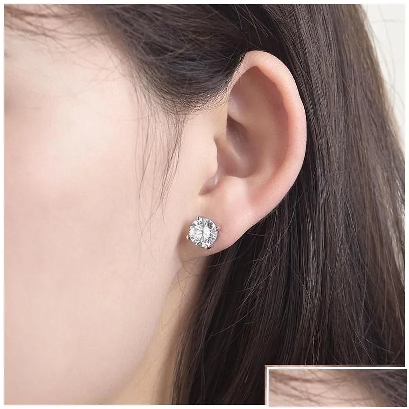 Jewelry Stud Earrings Onelaugh 925 Sterling Sier Diamond For Women Total 1.0Ct D Color Gra Mossanite Gem Wedding Jewelery Gift Drop