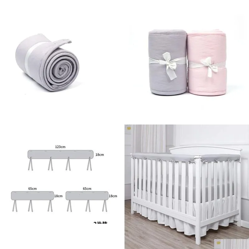 Bed Rails Bed Rails 3Pcs Infrant Crib Protection Wrap Edge Baby Anti-Bite Solid Color Fence Guardrail Born Rail Er Care Safety 230828 Dhxqu