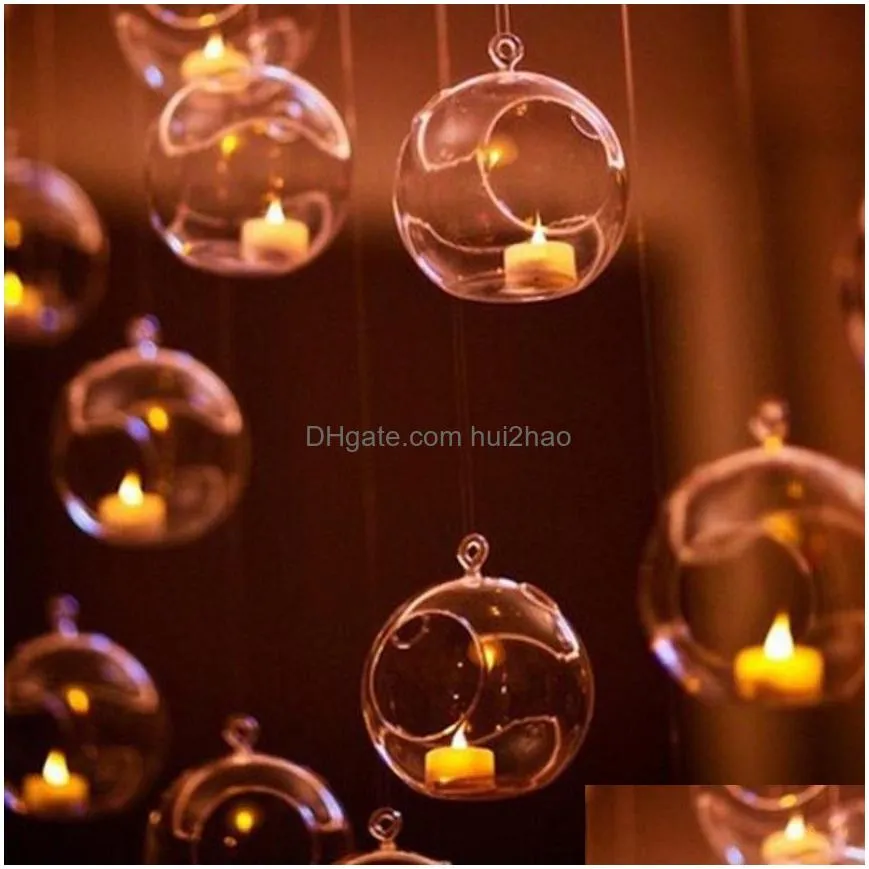 1pc 60mm hanging tealight holder glass globes terrarium wedding candle holders candlestick vase home inn bar decoration