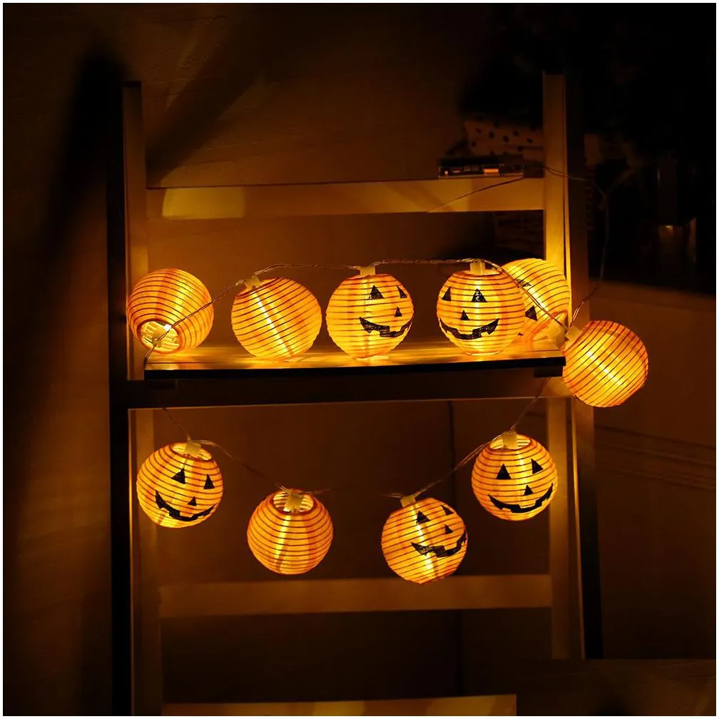 halloween decoration party prop pumpkin led string light 10 holder bar decoration fairy lights christmas festival lamp strip folded lamp