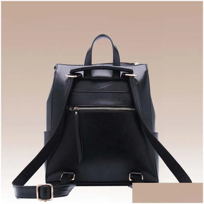 Ladies` casual leather bag Wax oil skin Cowhide knapsack Fashion shoulder inclined across packages 3 colors