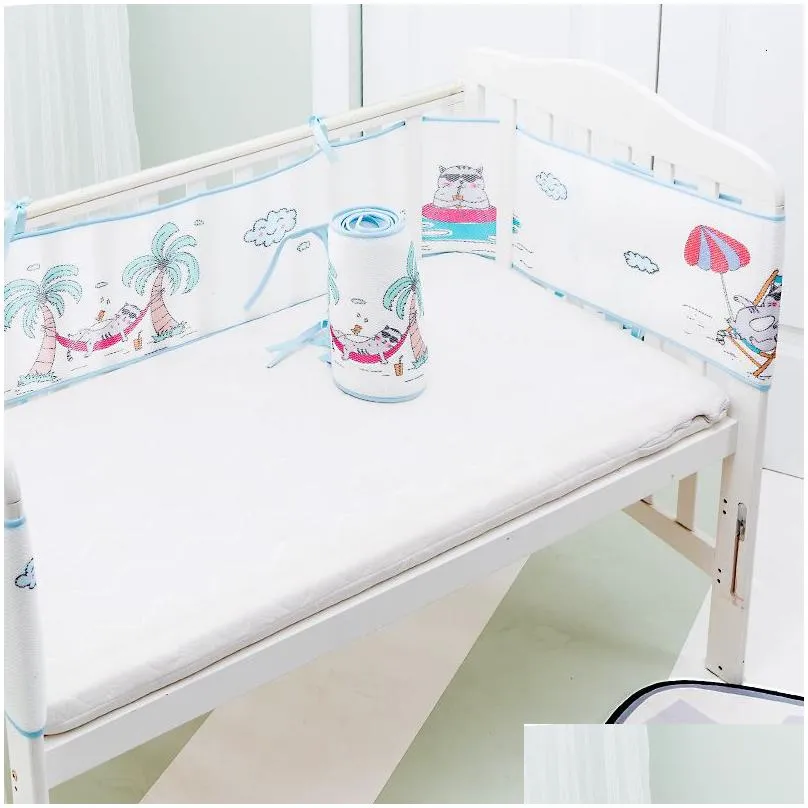 Bed Rails Bed Rails Breathable Bumper Cribs Safe Washable Babies Bedding Bumpers Crib Padded Liners Playpen For Children 230828 Drop D Dhhao