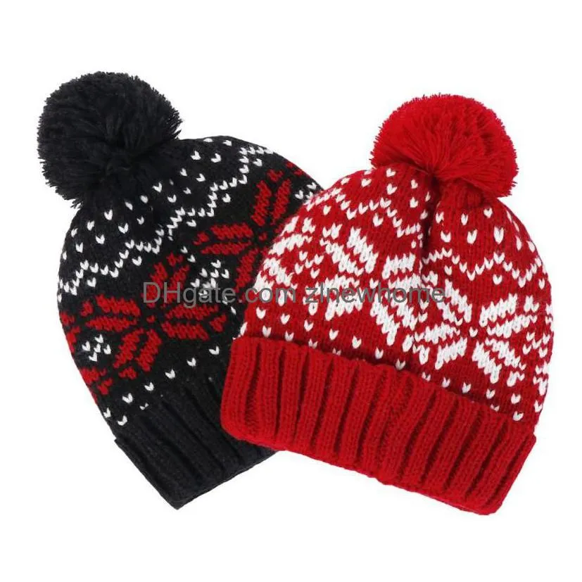 Holiday Pom-Pom Beanies Women Men Warm Winter Soft Knit Hat Chrsitmas New Year Caps Drop Delivery Dhy3K