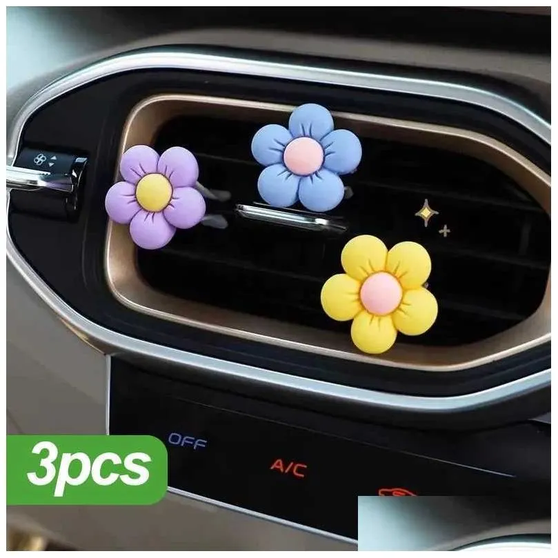 Cute Flower Aromatherapy Car Air Outlet Decoration Perfume Freshener Clip Flora Auto Interior Ornament