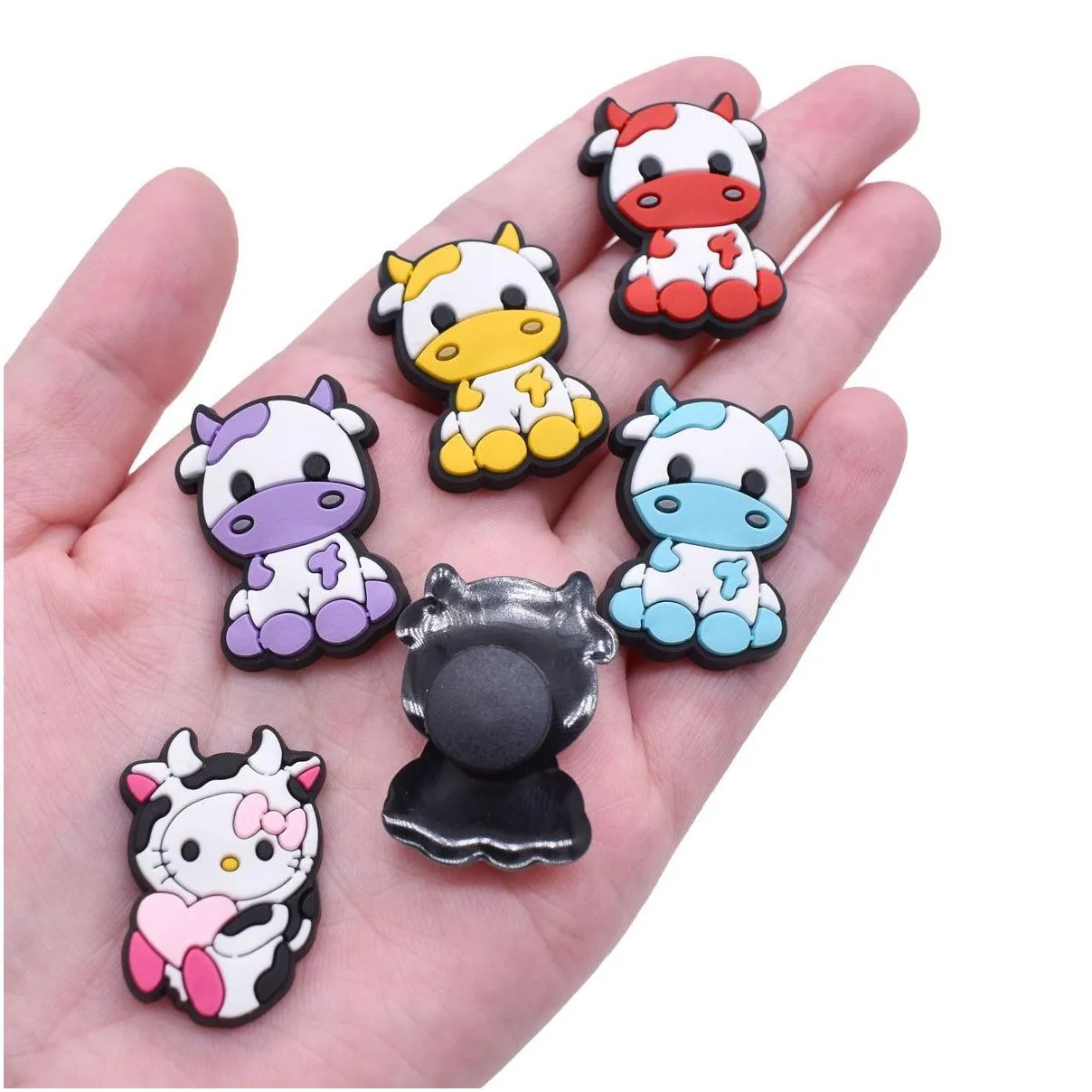 Anime charms wholesale childhood memories milk cows funny gift cartoon charms shoe accessories pvc decoration buckle soft rubber clog