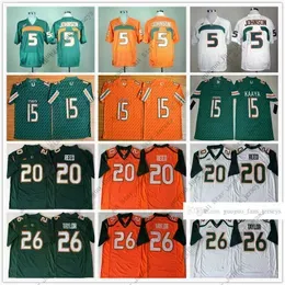 American College Football Wear NCAA  Hurricanes Football Jersey 5 Andre Johnson 15 Brad Kaaya 20 Ed Reed 26 Sean Taylor Jersey Size S--XXL0101