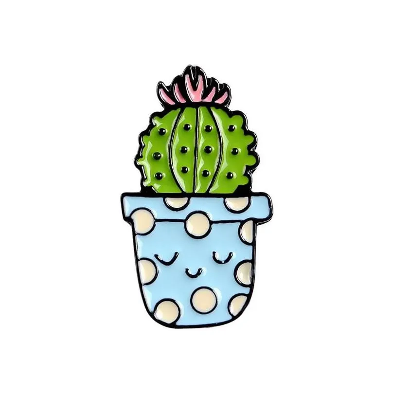 Cartoon Accessories Cartoon Cactus Brooch Cute Mini Plant Pot Enamel Women Denim Jackets Lapel Pins Hat Badges Kid Jewelry Christmas G Dhihy