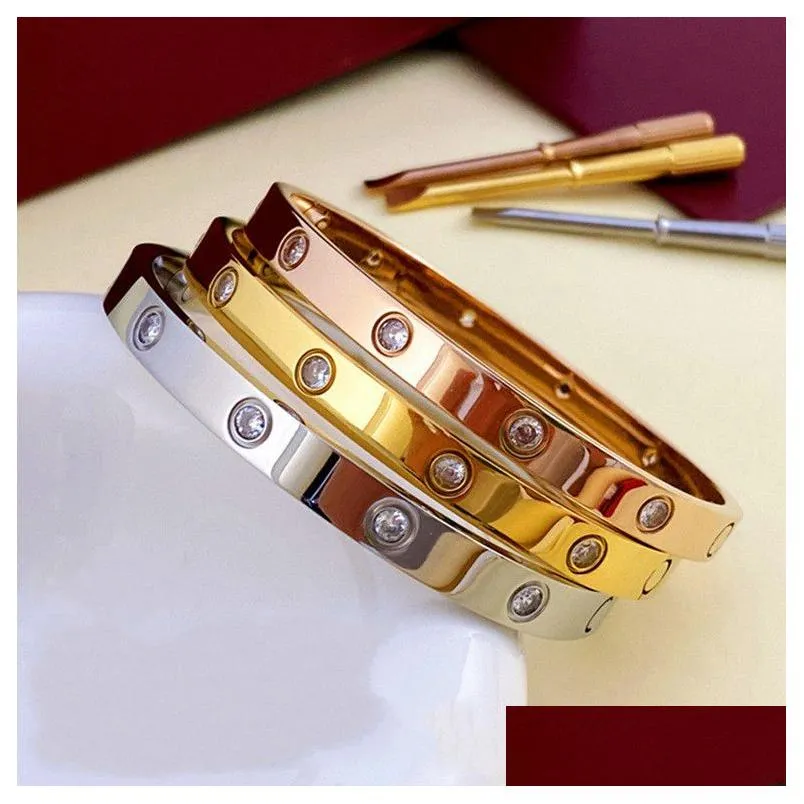 Gold Bracelet Woman Designer Jewelry Screw Bangle 6mm Titanium Steel Bangle Couple Jewelry with screwdriver bracelets designer for women men nail bracelet