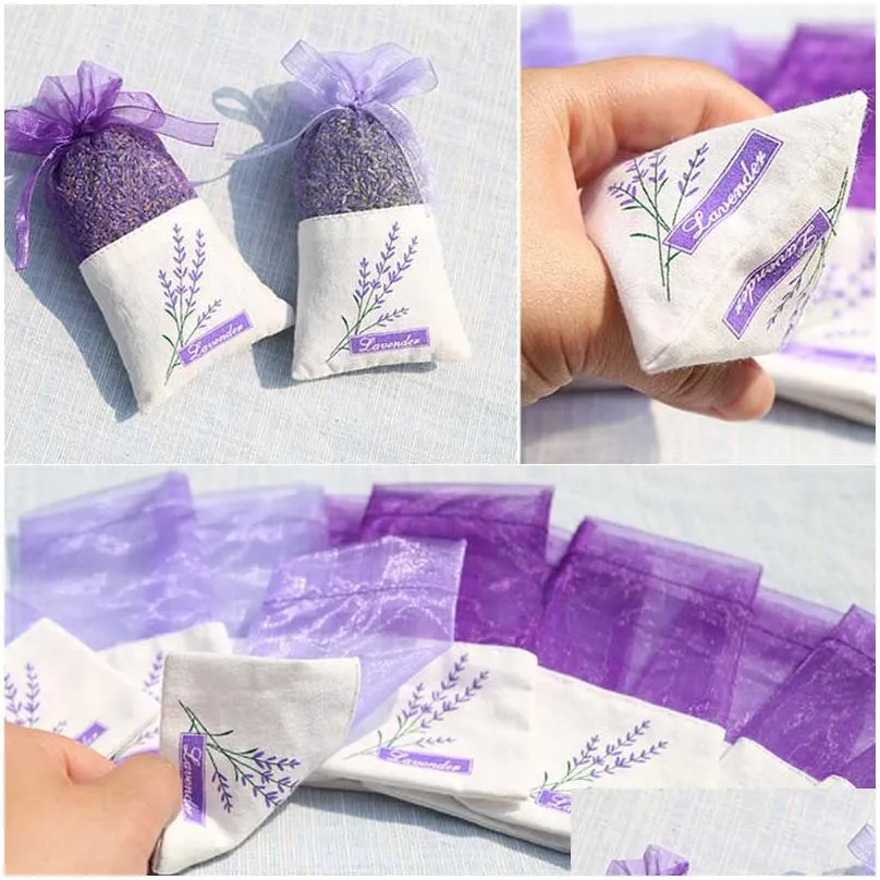 7 styles partys purple cotton organza lavender sachet empty bag diy dried flower ward party decoration centerpieces christmas ornament