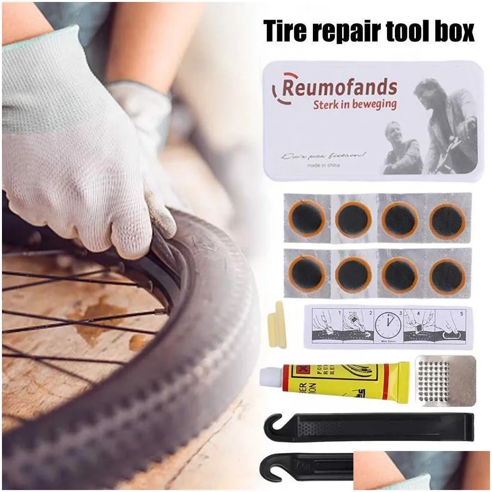 Bike Tire Repair Tool Set Flat Patch Rubber Glue for Motorcycle Mountain Road Inner Tube Puncture Kits