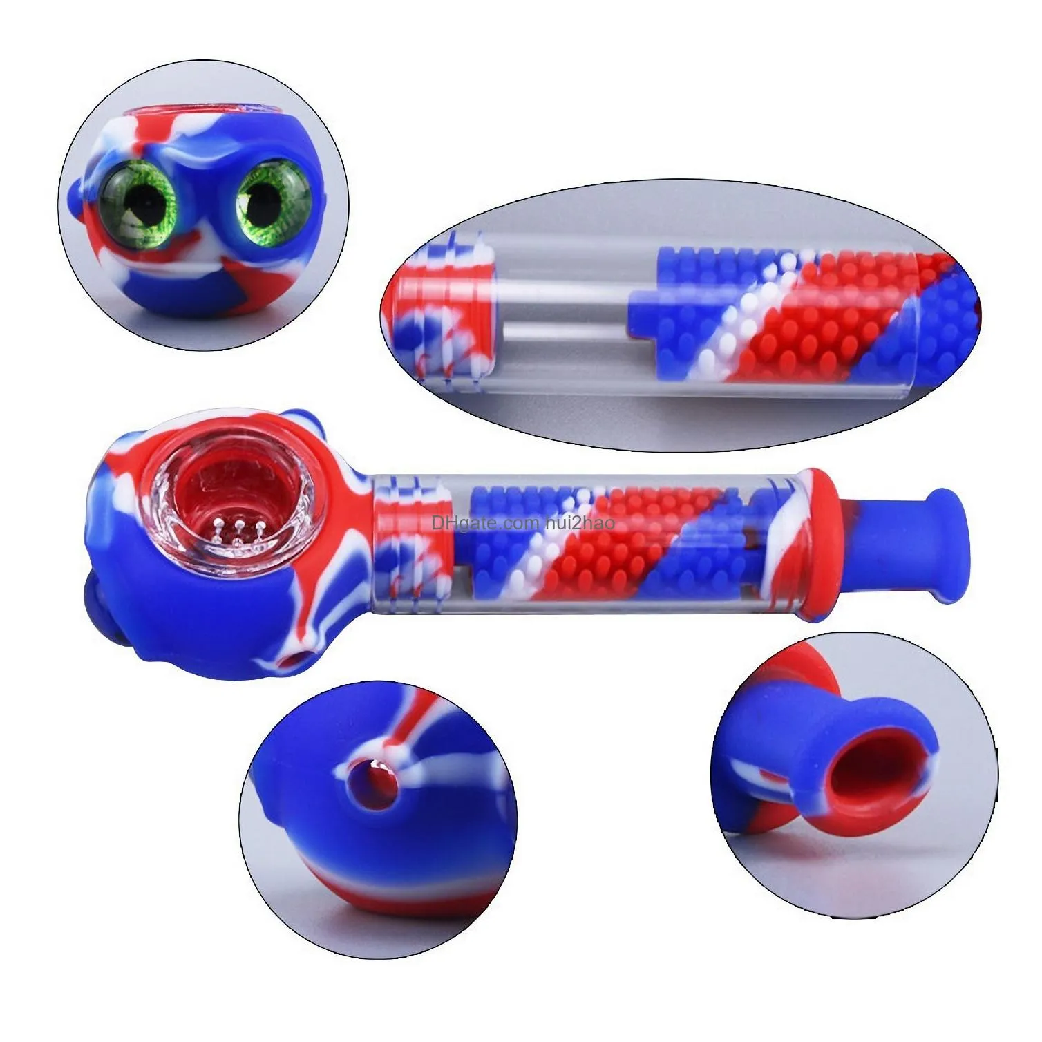 water pipe creative spiral pipe detachable silicone honeycomb glass filter pipe portable spoon pipe glass bong dried herb accessories pipe