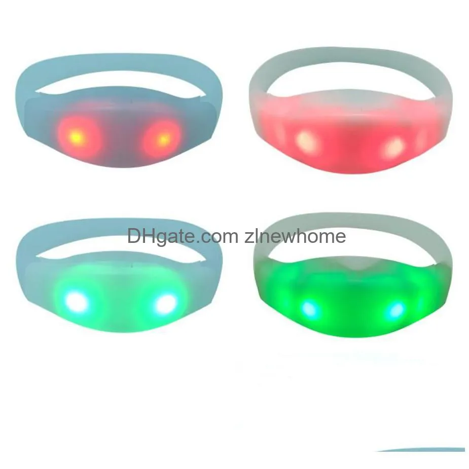 Rgb Led Light Sound Activated Bracelet Bangle Voice Control Wristbands For Party Rave Concert Carnival Favors Drop Delivery Dhqn1