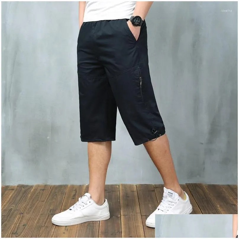 Men`S Pants Mens Pants Men 2022 Summer Casual Cargo Cotton Homme Breathable Calf-Length Big And Tall 5Xl 6Xl Plus Size Trouser Male Dr Otrz9