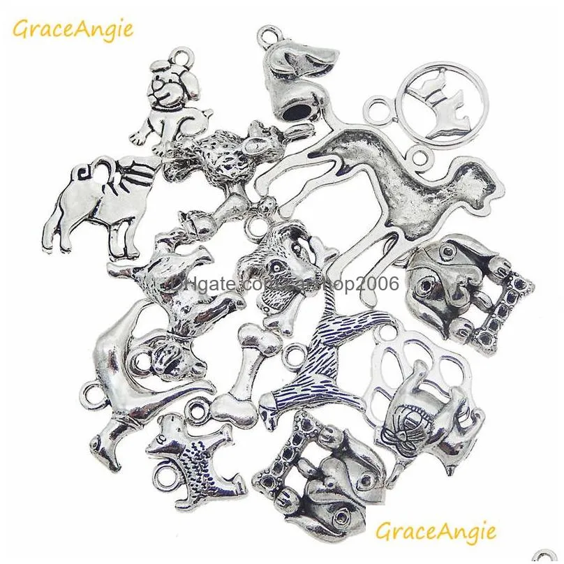 graceangie 15pcs/lot mixed puppy dog charms jewelry making necklace pendants bracelet charms jewelry findings diy accessory