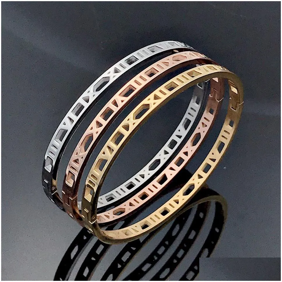 fashion silver stainless steel shackle roman bracelet jewelry rose gold bangles bracelets for women love bracelet