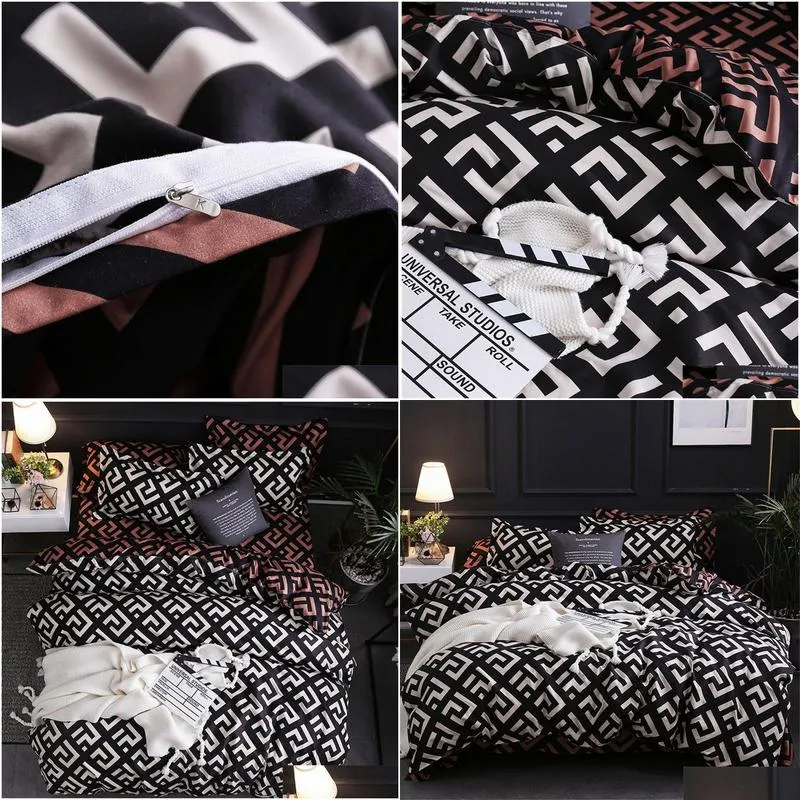 modern geometric california king bedding sets sanding duvet cover set pillowcase 51x90 duvet covers 229x260 3pcs bed set y200111