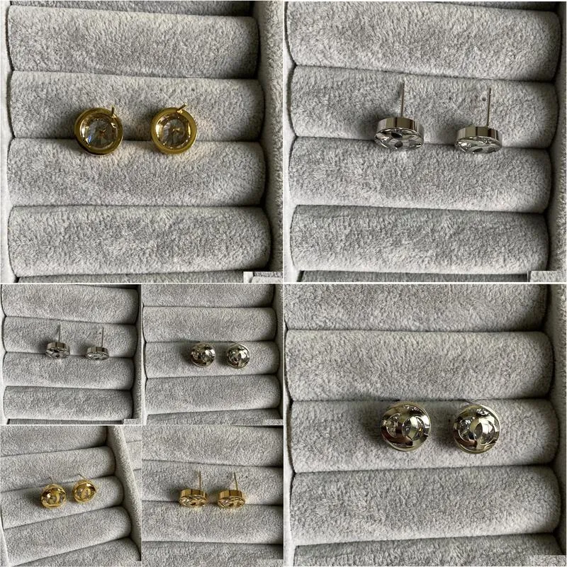 luxury designer c big diamond stud 316l stainless steel 18k gold silver women men letter earrings girls wedding jewelry