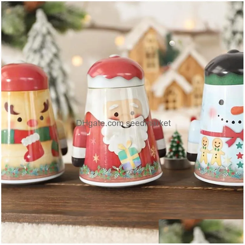gift wrap christmas box decoration small santa claus tumbler tin candies cookie children cute gifts home items storage