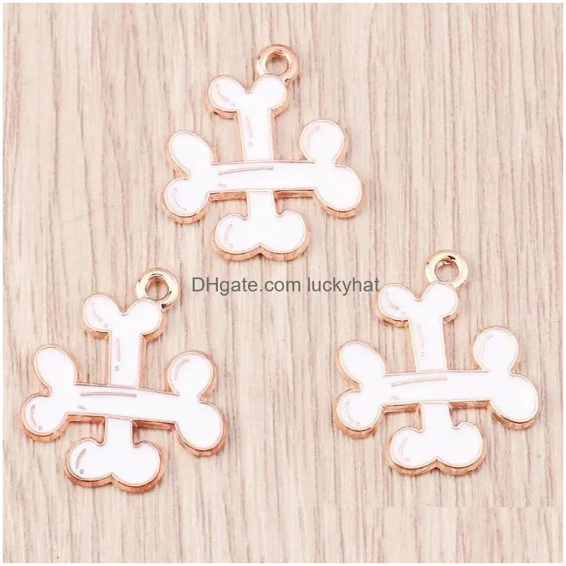 Charms Charms 10Pcs Cartoon Funny Halloween Crossed Bone Metal Charm Diy Accessory Earrings Necklace Keychain Jewelry Making Findings Dheuc