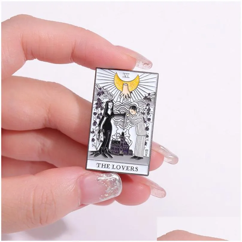 Jewelry The Lover Tarot Card Shaped Enamel Brooch Pins Set Aesthetic Cute Lapel Badges Cool For Backpacks Hat Bag Collar Diy Fashion J Dh0N2