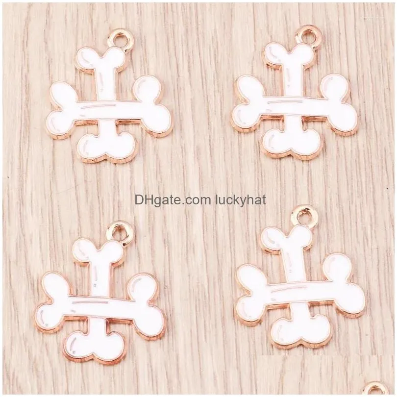 Charms Charms 10Pcs Cartoon Funny Halloween Crossed Bone Metal Charm Diy Accessory Earrings Necklace Keychain Jewelry Making Findings Dheuc