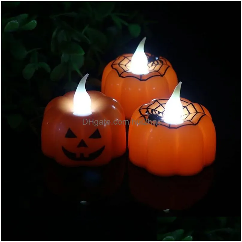 2019 pumpkin electric candle light halloween party decoration mini candle lantern warm white halloween home decoration dbc vt0546