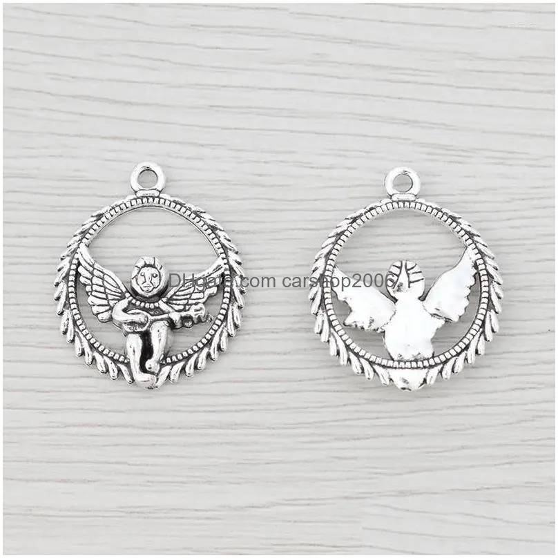 charms 10 x tibetan silver music angel round pendants for diy nekcklace bracelet jewelry making findings accessories 30x25mm