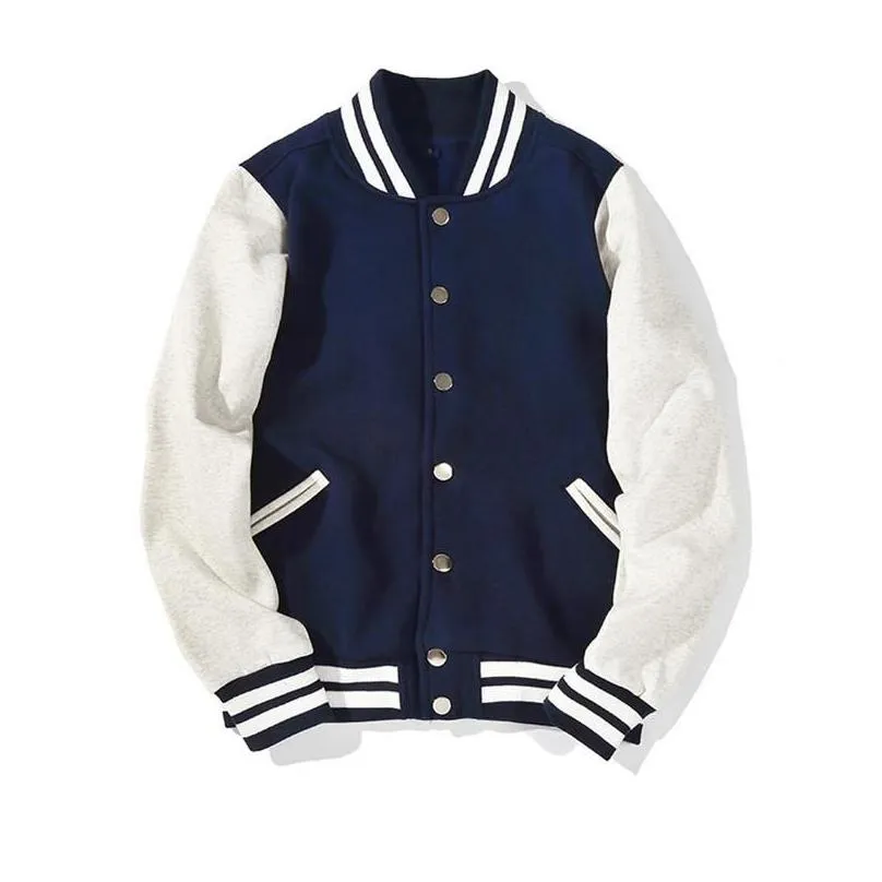 Men`s Jackets MORUANCLE Unisex College Varsity Baseball Solid Color Fashion Letterman Outerwear For Couples Uniform