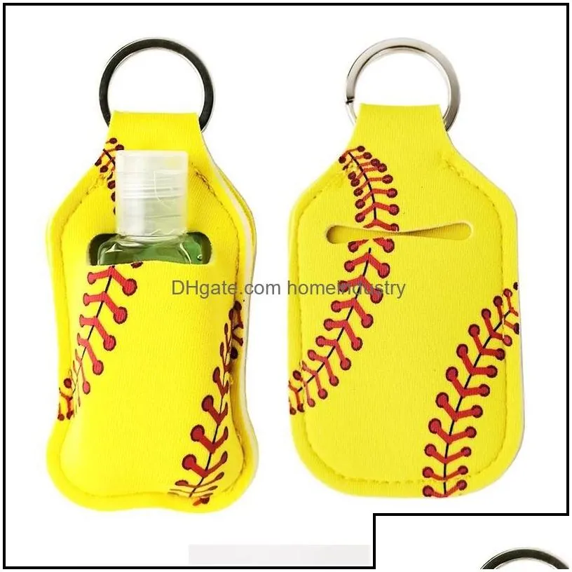 party favor neoprene er baseball softball keychains chapstick party holders for hand sanitizer bottle gel holder sleeve key chain ri