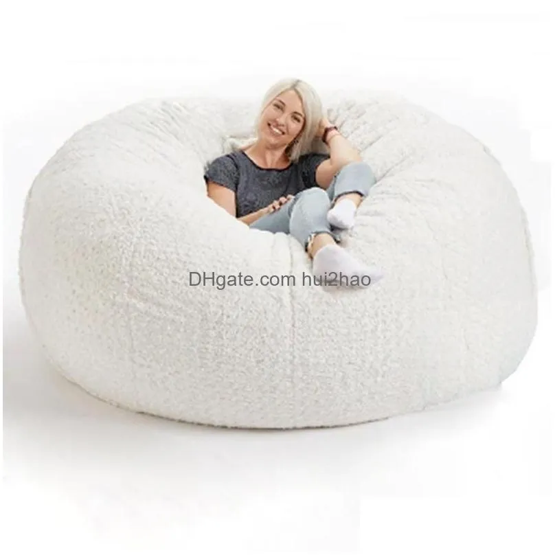 chair covers d72x35in  fur bean bag cover big round soft fluffy faux beanbag lazy sofa bed living room furniture drop